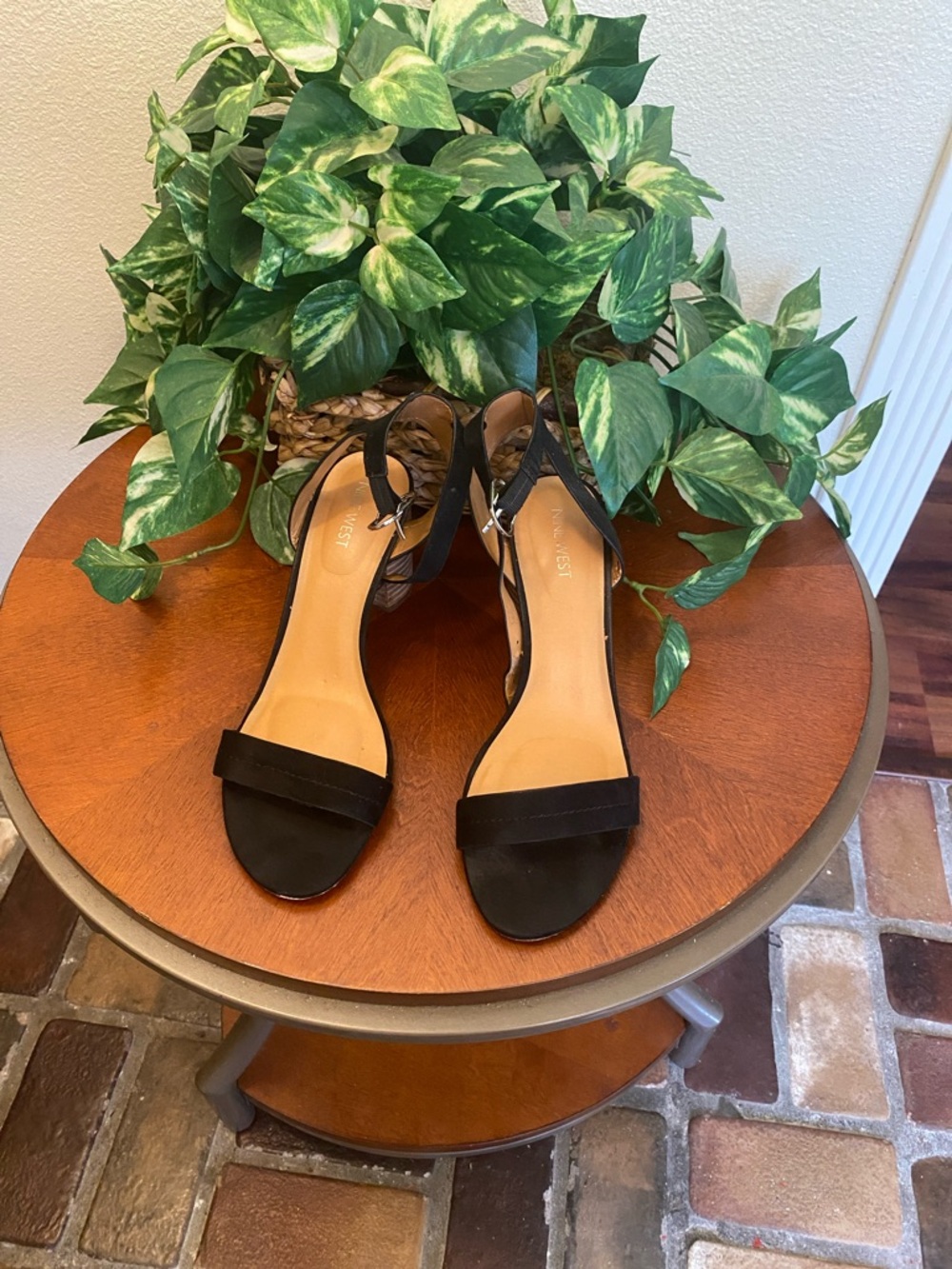 Nine West Black Ankle-Strap Heeled Sandals
